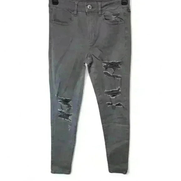 American Eagle Women's High Rise Jegging Distressed Gray Jegging Jeans Size 8 - Picture 1 of 3